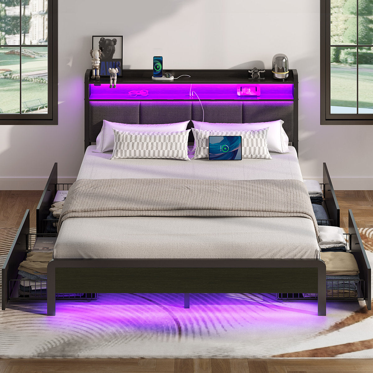 Marco de cama con luz