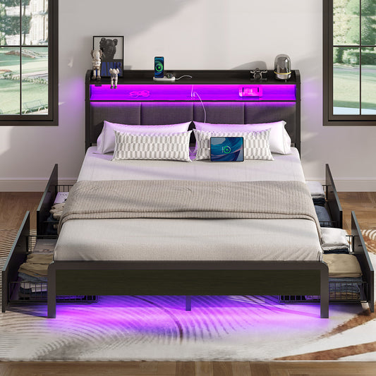 Marco de cama con luz