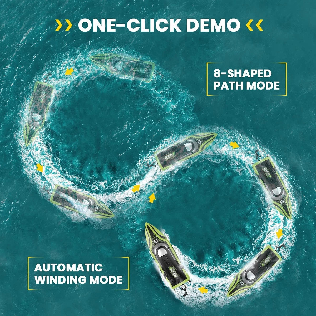 DEERC 2008 2.4GHz DEMO High Speed Remote Control Boat for Adults & Kid Auto Mode